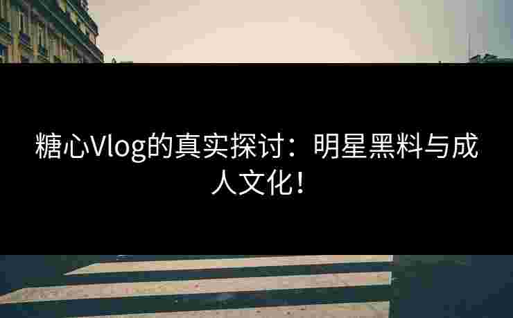 糖心Vlog的真实探讨：明星黑料与成人文化！